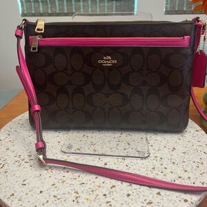 Coach Brown and Pink Crossbody Bag